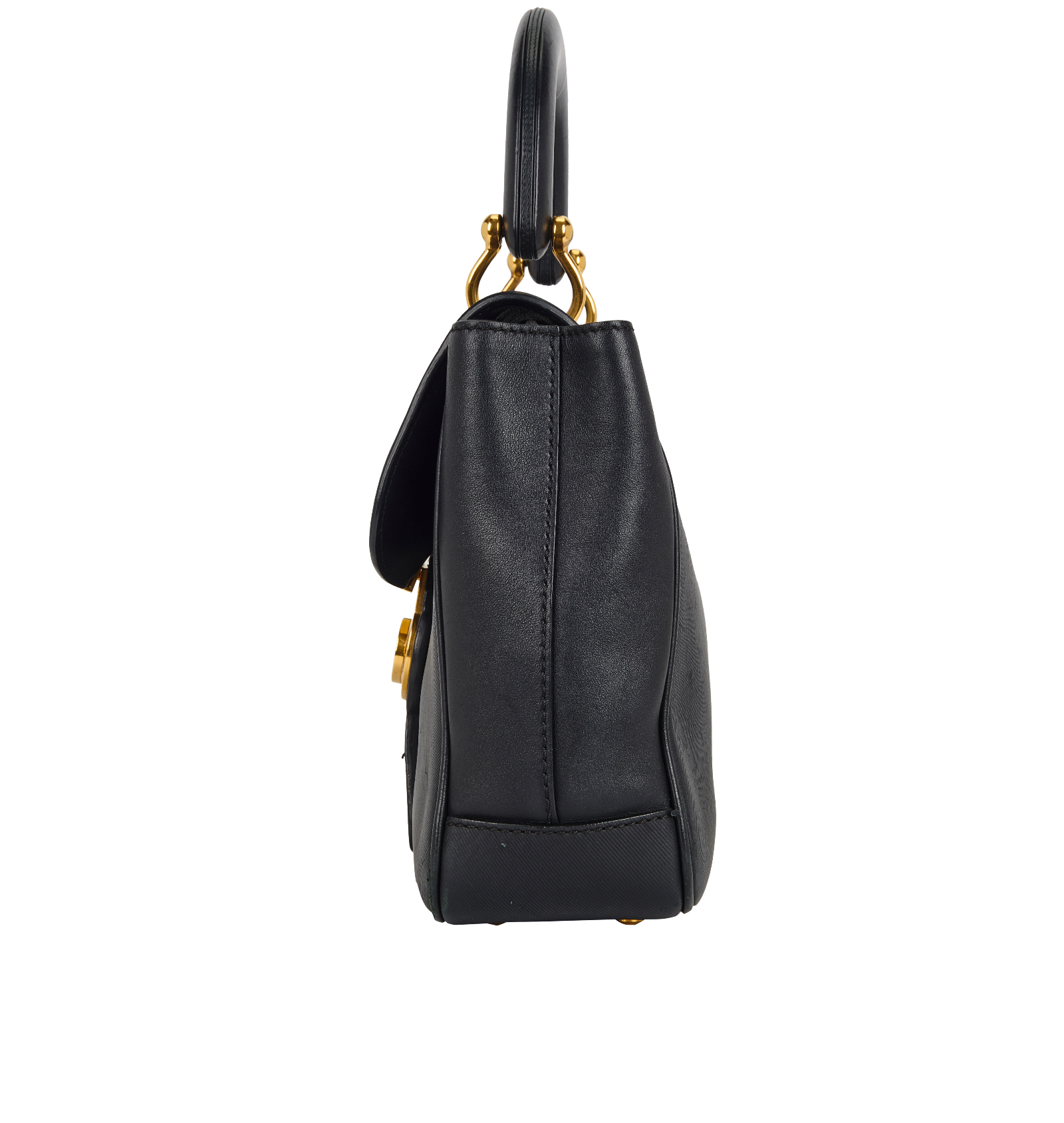 DK88 Top Handle, &pound;280, Handbags, Black, Leather, Bottom view